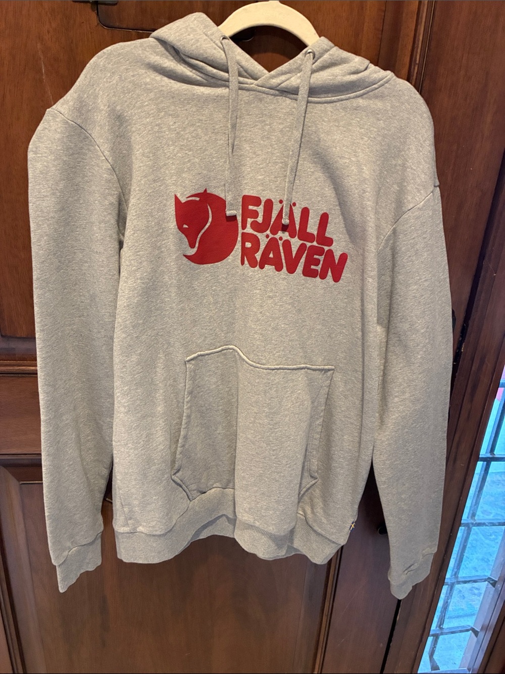 Fjallraven Gray Pullover Hoodie with Red Logo